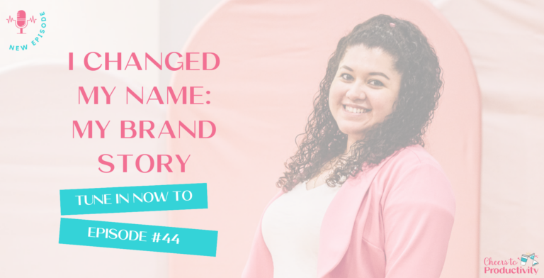 A transparent image of Lucy Reyes with the podcast episode title: I Changed My Name: My Brand Story.