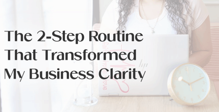 Entrepreneur working at a laptop beside a clock and hourglass, illustrating a productivity mindset that transformed business clarity.